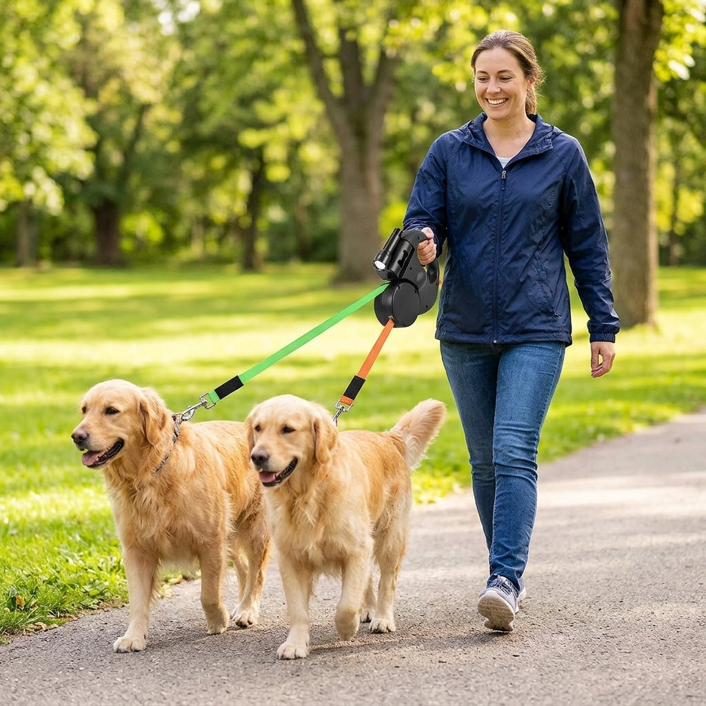 Deux chiens en promenade avec La Flânerie