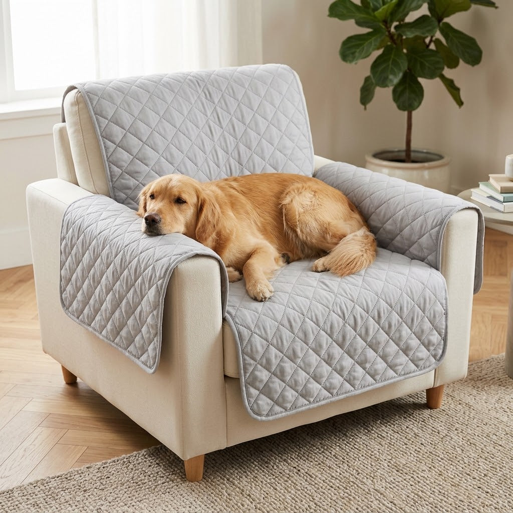 Le Jeté gris clair sur un fauteuil 1 place