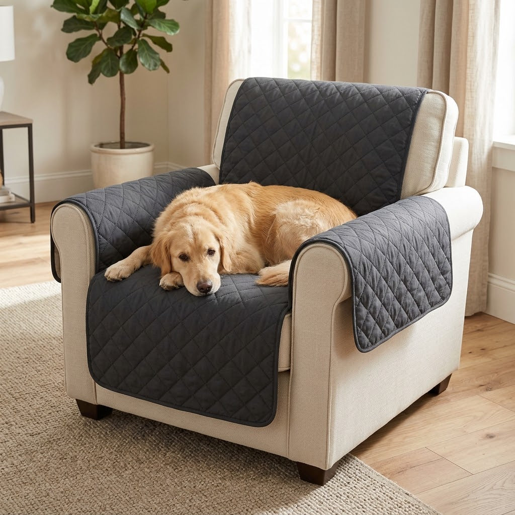 Le Jeté gris foncé sur un fauteuil 1 place, vue 3