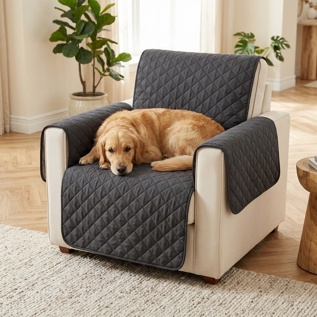 Le Jeté gris foncé sur un fauteuil 1 place, vue 4