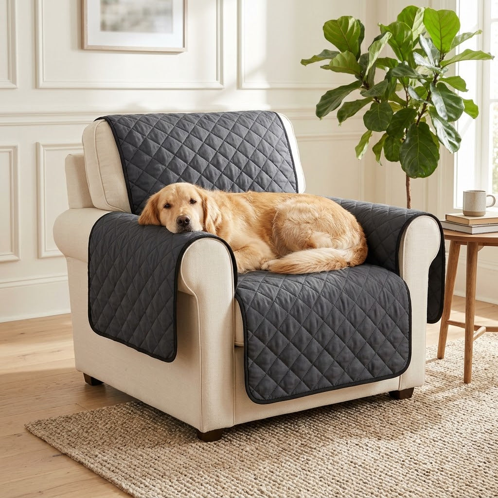 Le Jeté gris foncé sur un fauteuil 1 place