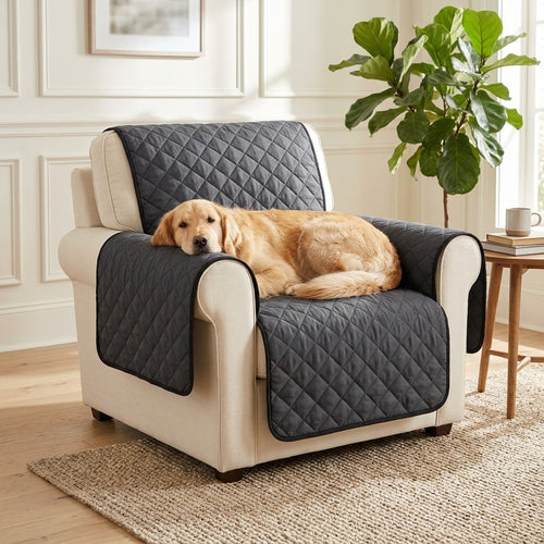 Le Jeté gris foncé sur un fauteuil 1 place